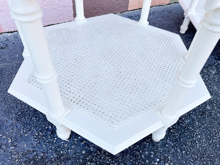 Pair of Faux Bamboo Octagon Side Tables