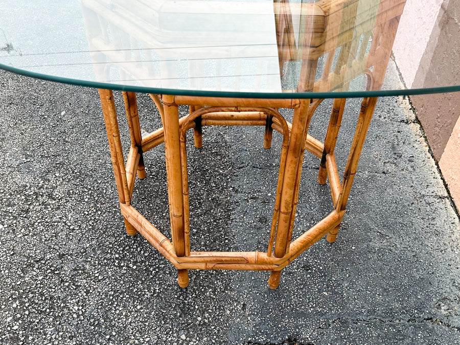 Tortoiseshell Rattan Brighton Style Dining Table