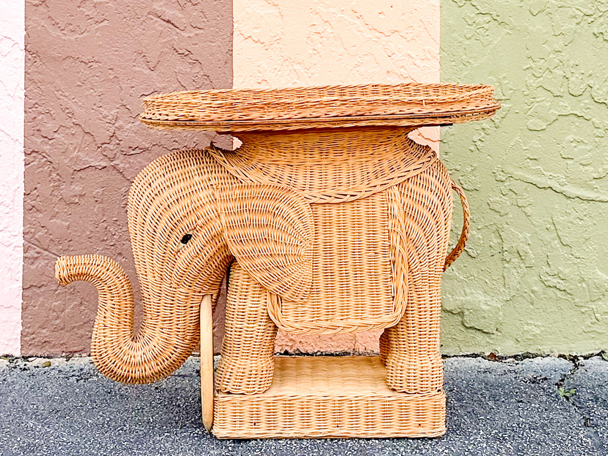 Natural Wicker Elephant Garden Seat