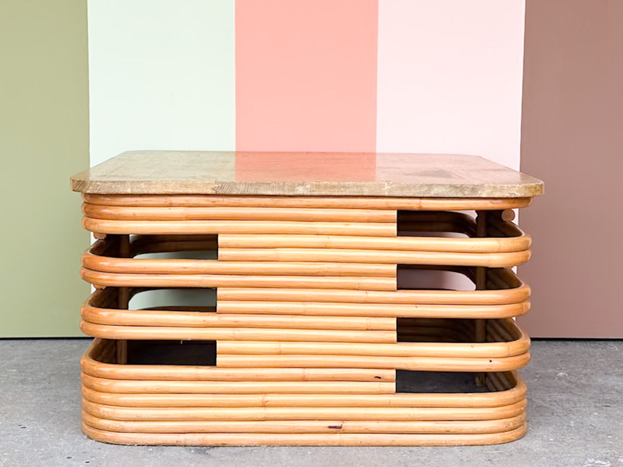 Frankl Style Rattan Corner Side Table