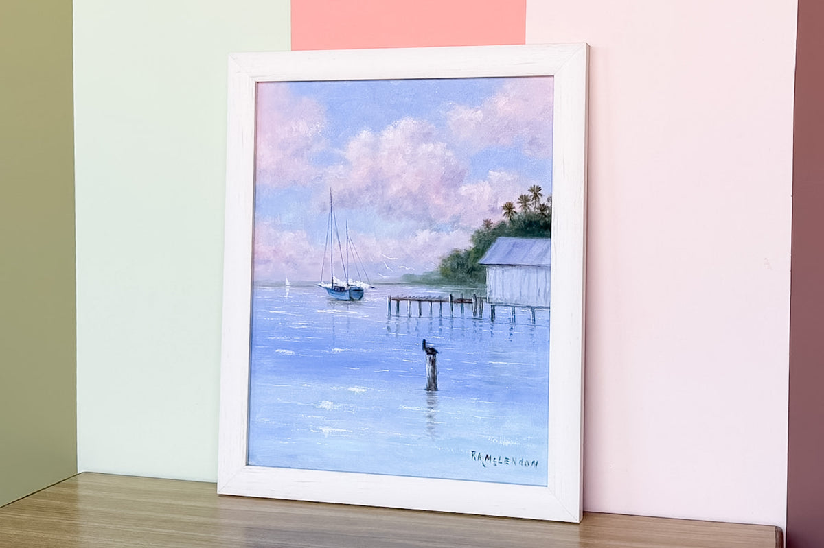 Pink Skies Sailboat Original Art