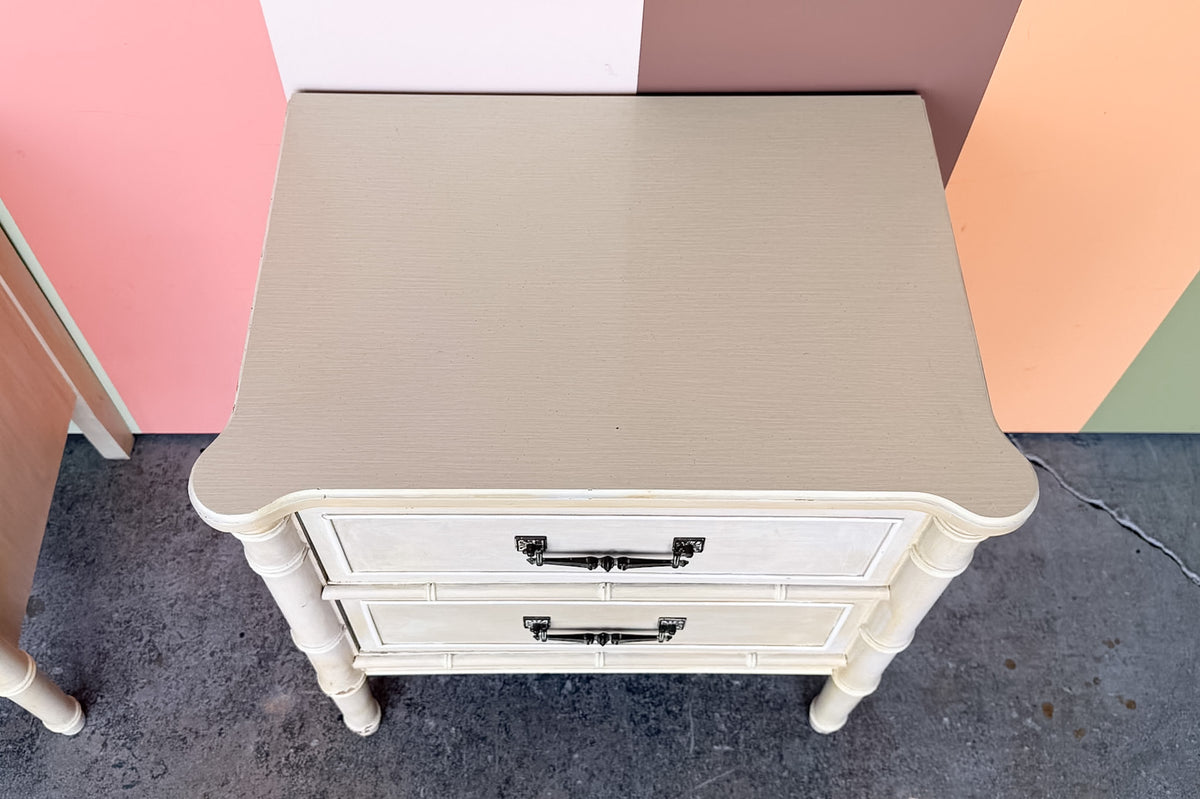 Pair of Henry Link Faux Bamboo Nightstands