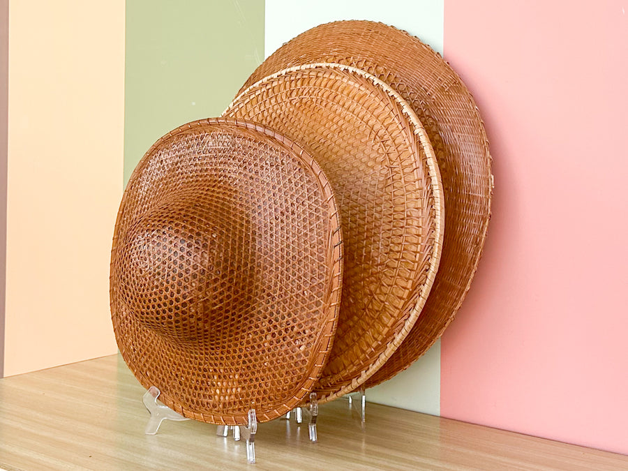 Trio of Cane and Rattan Hats