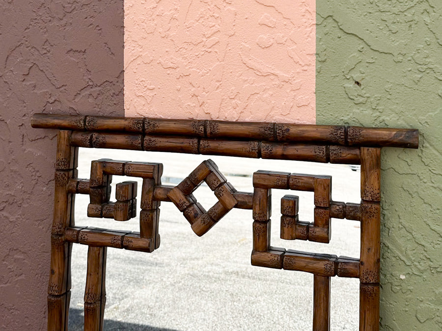 Handsome Faux Bamboo Greek Key Mirror
