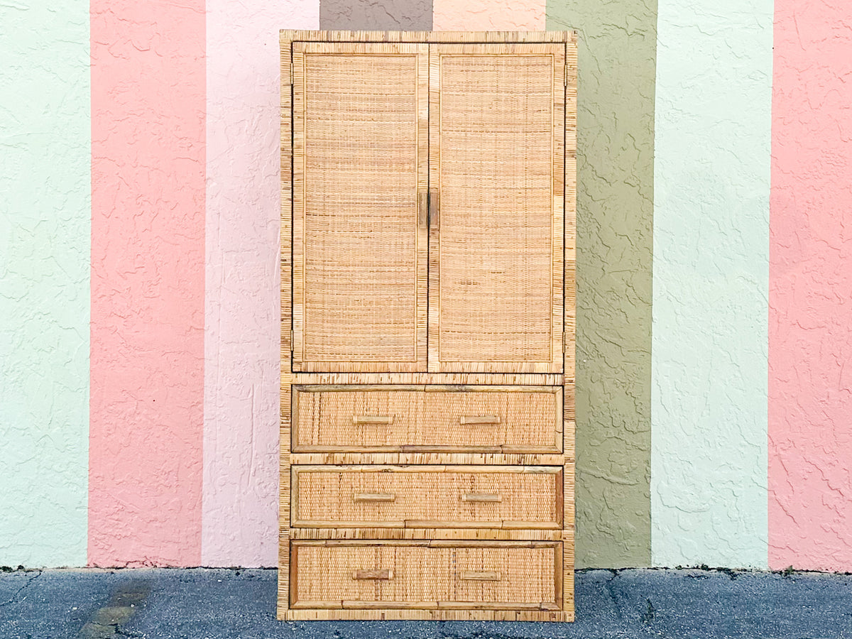 Island Style Rattan Wrapped Cabinet