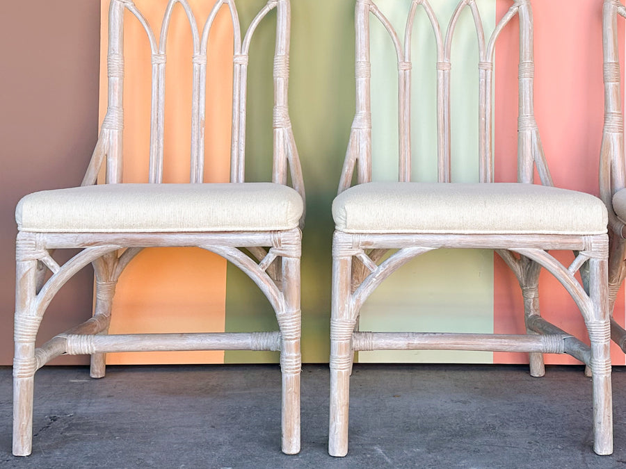 Set of Four McGuire Style Cathedral Dining Chairs