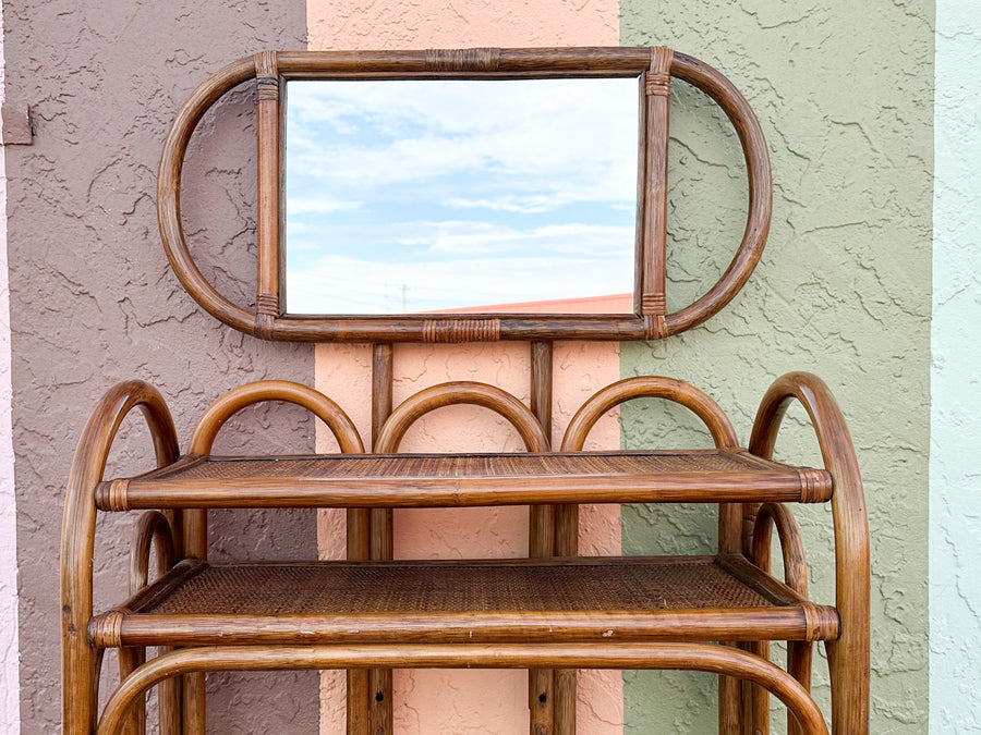 Mirrored Rattan Vanity