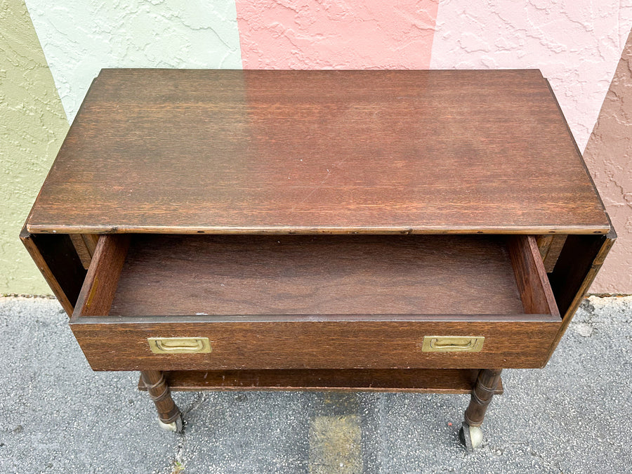 McGuire Rattan Flip Top Bar Cart