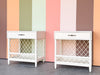 Pair of Lattice Rattan Nightstands