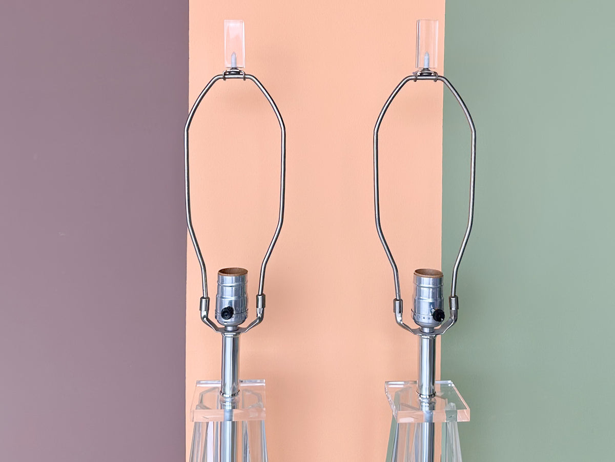 Pair of MCM Lucite Lamps