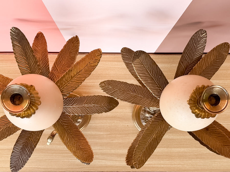 Pair of Regency Style Ostrich Egg Candle Holders