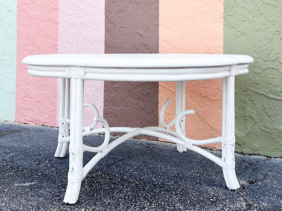 Clover Rattan Coffee Table with Stools