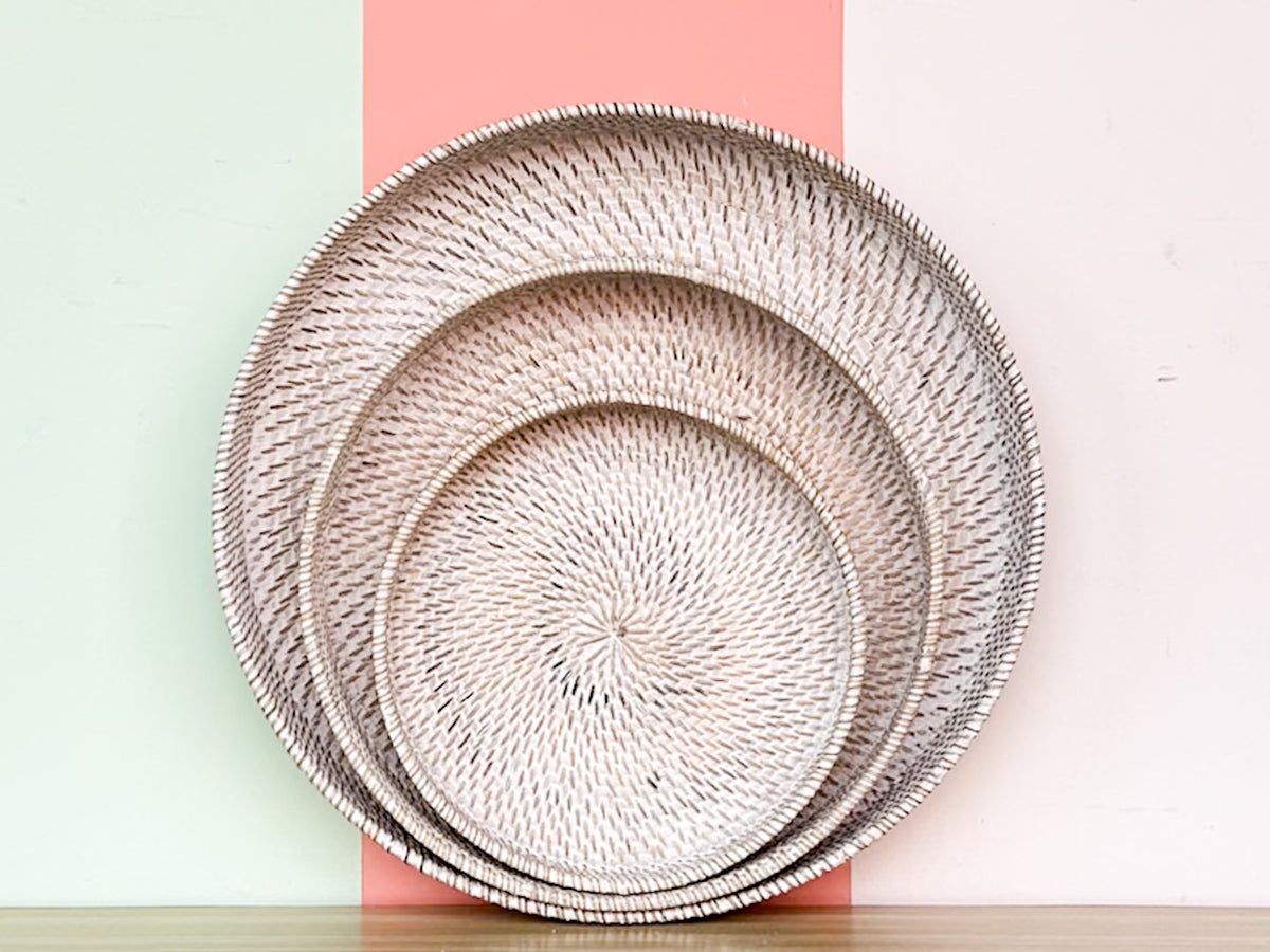 Trio of Round Rattan Trays