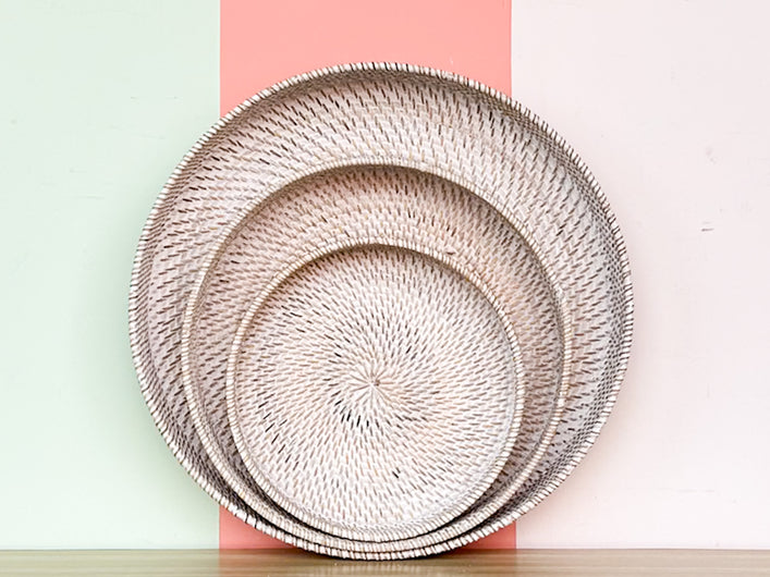 Trio of Round Rattan Trays