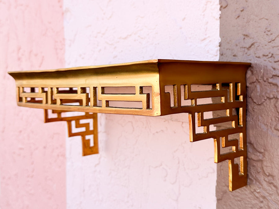 Pair of Brass Asian Inspired Shelves