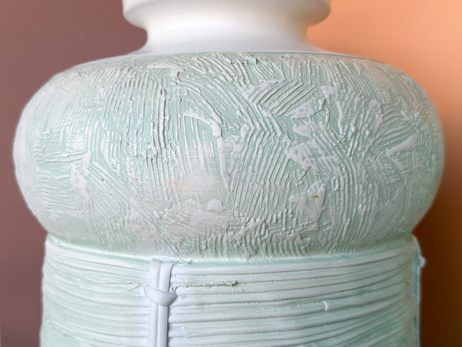 Pair of Seafoam Plaster Basket Lamps