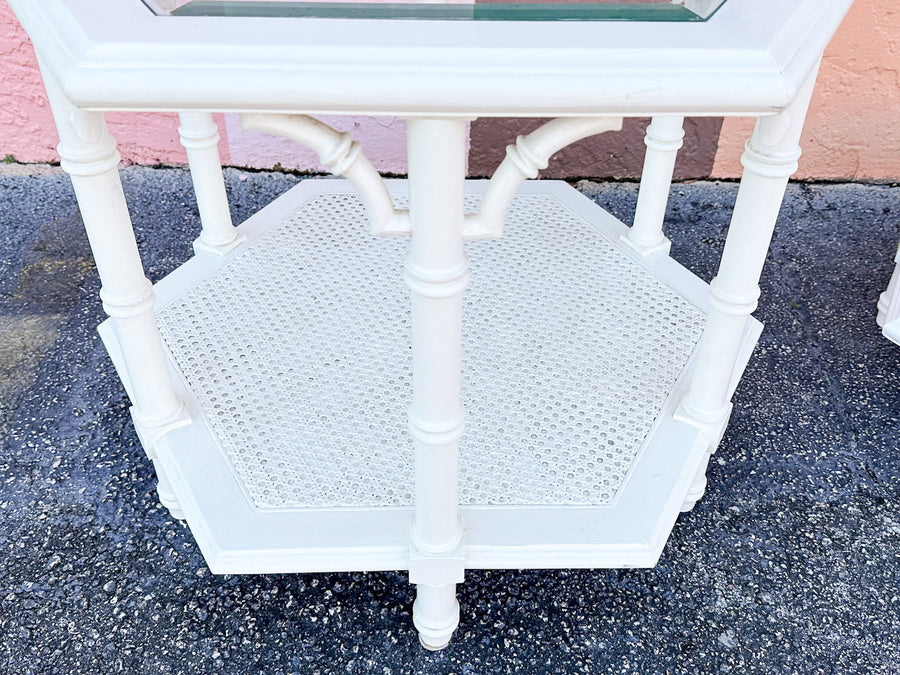 Pair of Faux Bamboo Octagon Side Tables