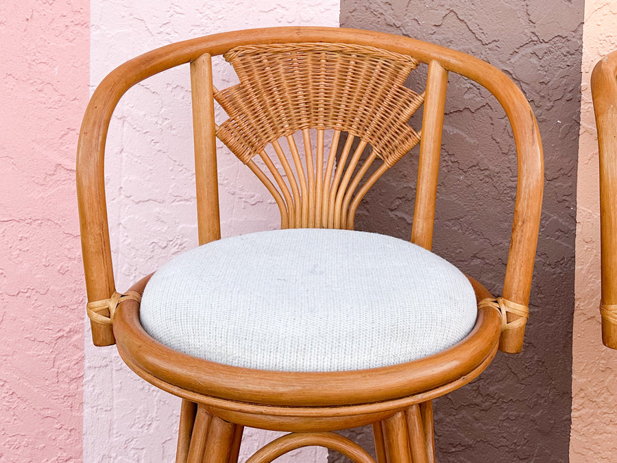 Set of Three Rattan Bar Stools