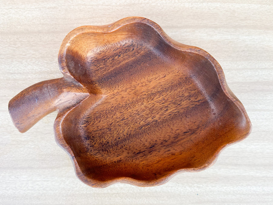 Pair of Fall Leaf Monkey Pod Bowls with Spoon