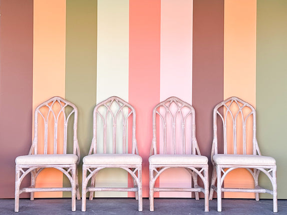 Set of Four McGuire Style Cathedral Dining Chairs