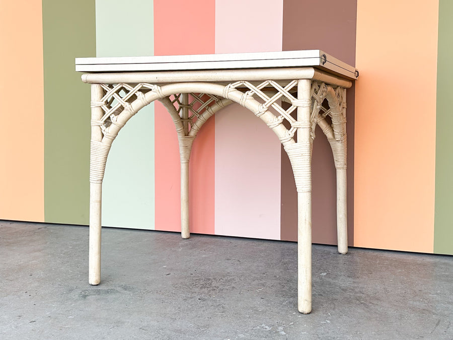 Ficks Reed Lattice Rattan Flip Top Game Table