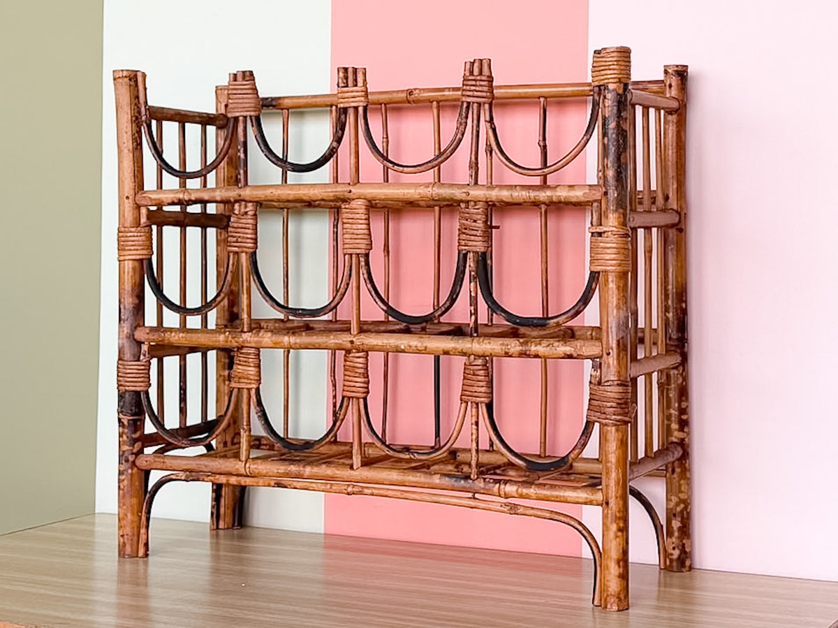 Tortoiseshell Rattan Wine Rack
