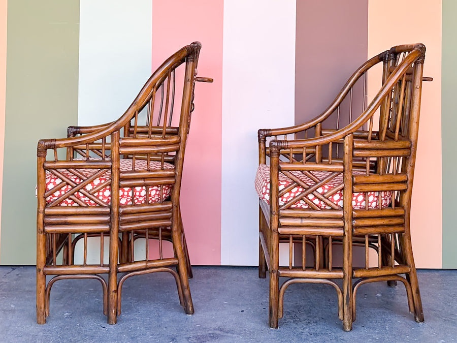 Pair of Brighton Style Rattan Arm Chairs