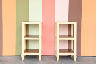 Pair of Wood and Grasscloth Side Tables