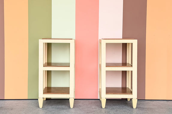 Pair of Wood and Grasscloth Side Tables