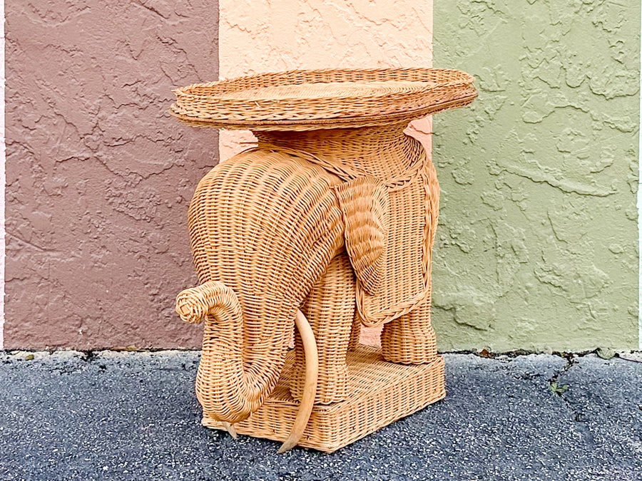 Natural Wicker Elephant Garden Seat