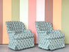 Pair of Shell Motif Upholstered Swivel Chairs