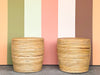 Pair of Natural Pencil Reed Rattan Side Tables