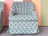 Pair of Shell Motif Upholstered Swivel Chairs
