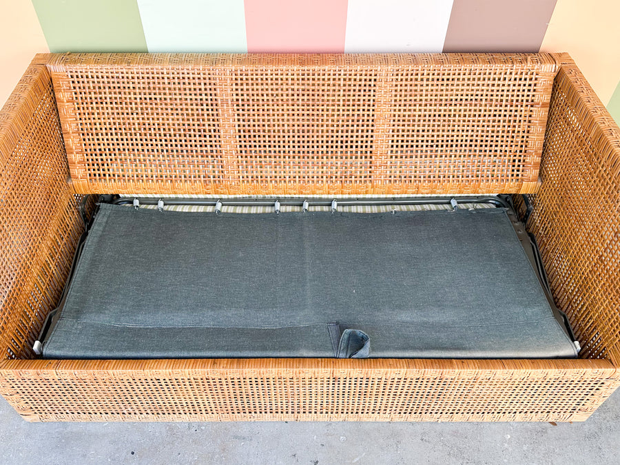 Coastal Style Rattan Sleeper Loveseat