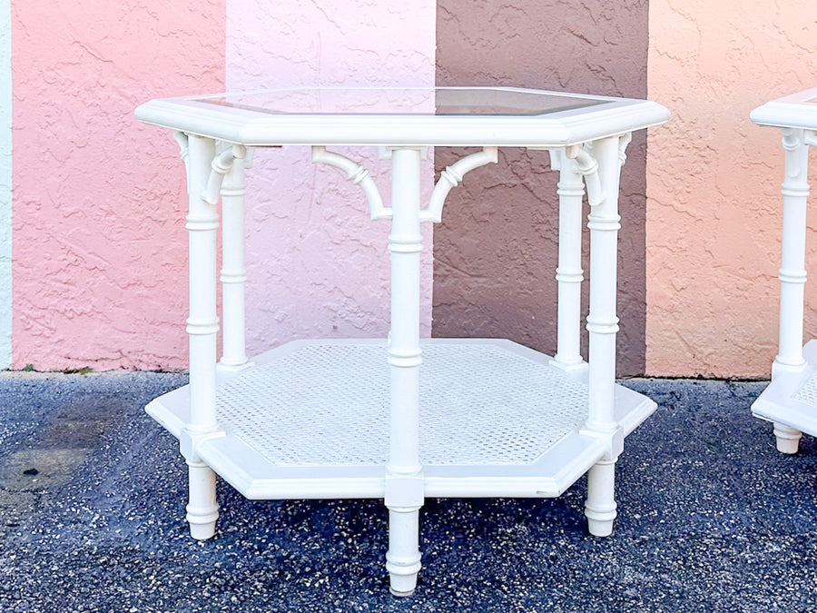 Pair of Faux Bamboo Octagon Side Tables