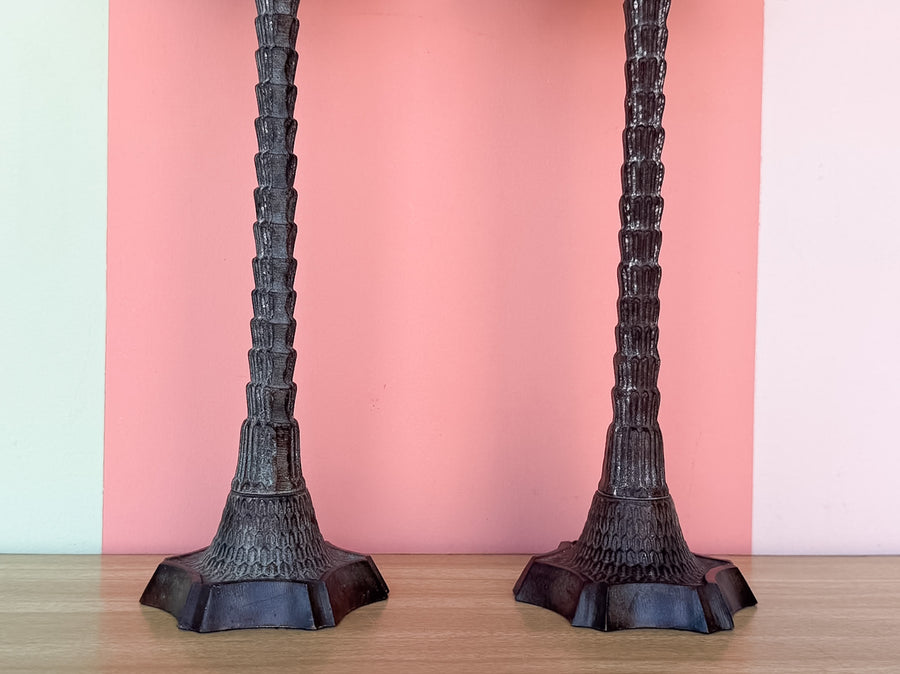 Pair of Palm Tree Candle Holders