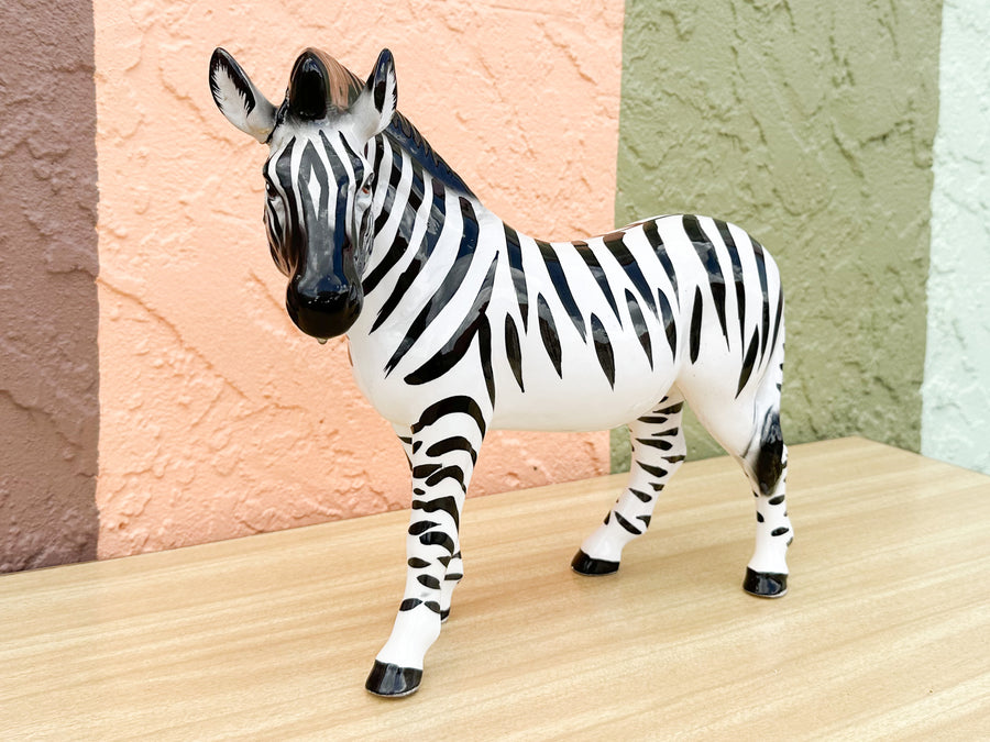 Ceramic Standing Zebra Statue