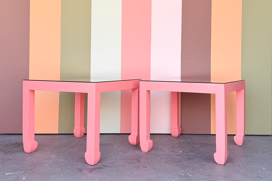 Pair of Coral Ming Style Side Tables