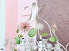 Sweet Pink and Green Floral Tole Chandelier