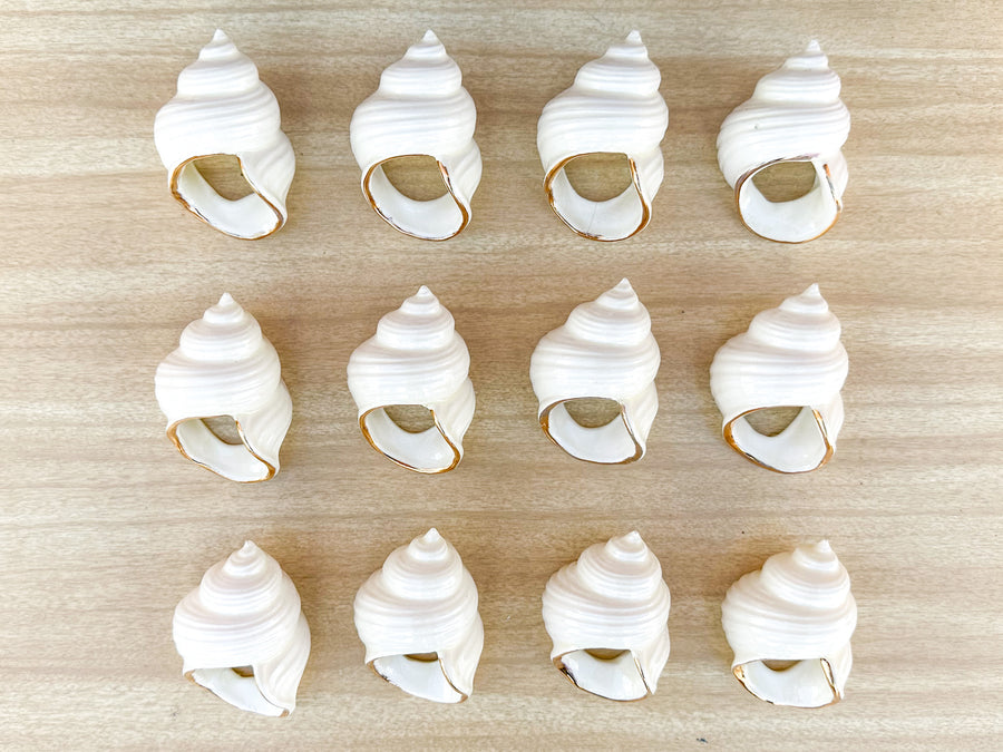 Set of Twelve Ceramic Seashell Napkin Rings