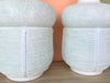 Pair of Seafoam Plaster Basket Lamps
