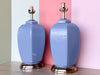 Pair of Steel Blue Glass Lamps
