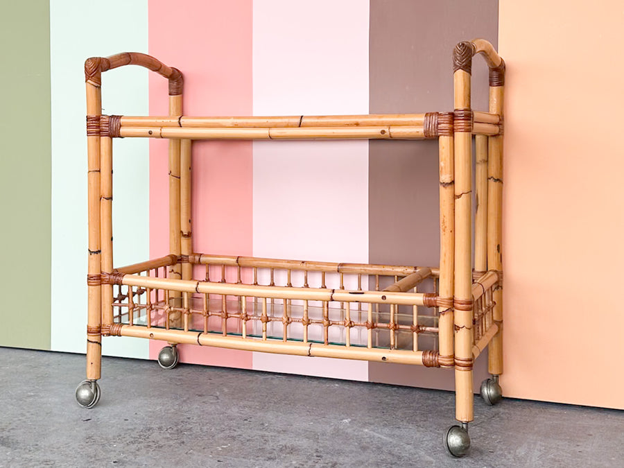 Old Florida Rattan Bar Cart