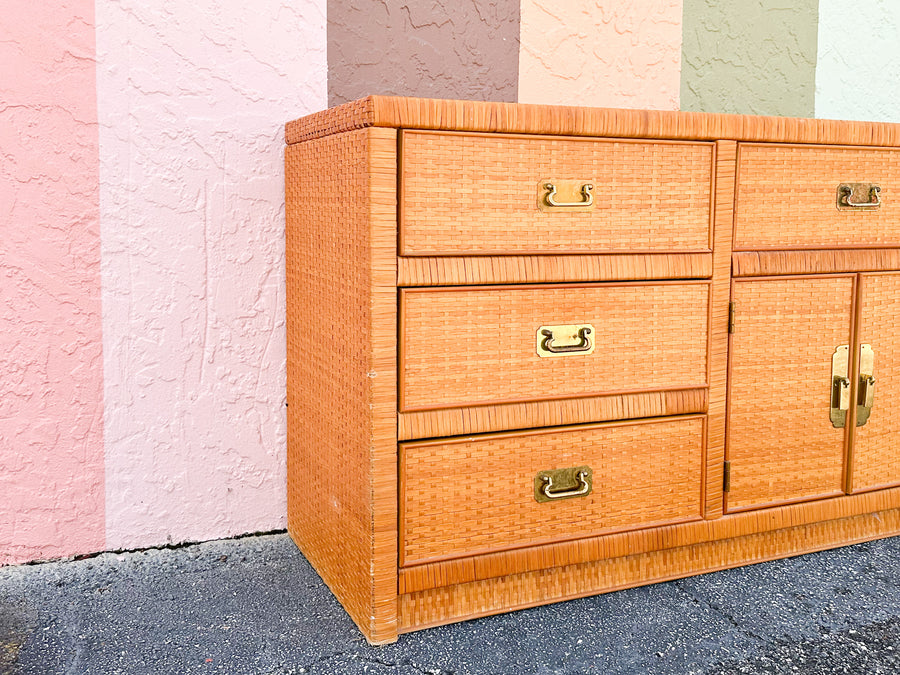 Coastal Chic Rattan Wrapped Dresser