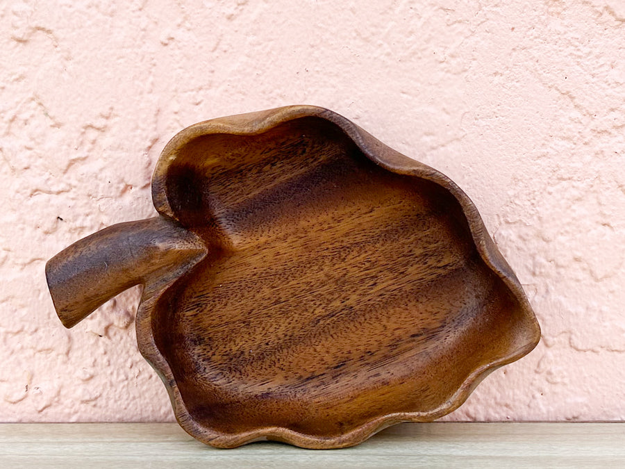 Pair of Fall Leaf Monkey Pod Bowls with Spoon