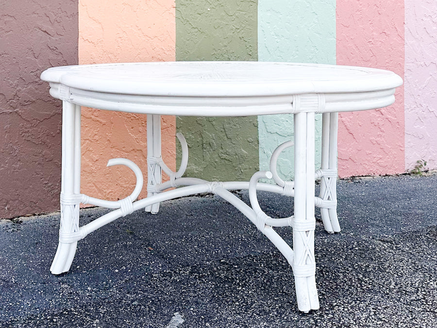 Clover Rattan Coffee Table with Stools