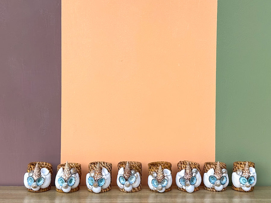 Set of Eight Shellegance Napkin Rings