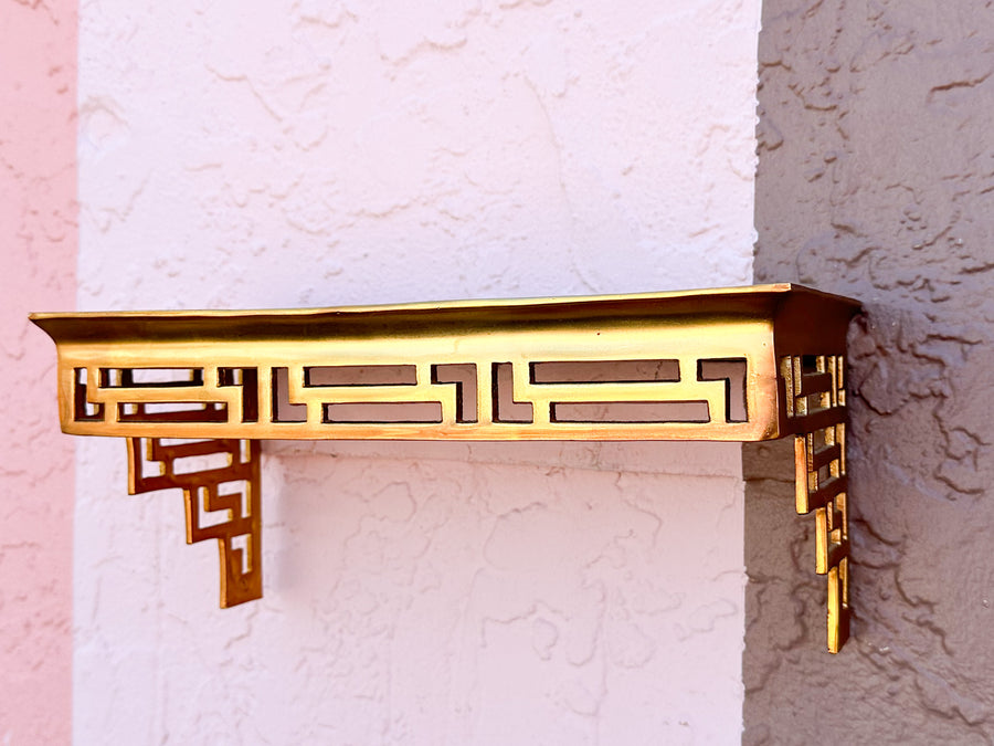 Pair of Brass Asian Inspired Shelves