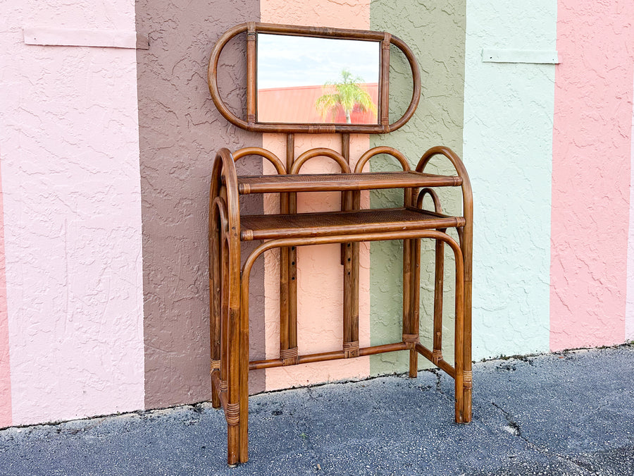Mirrored Rattan Vanity
