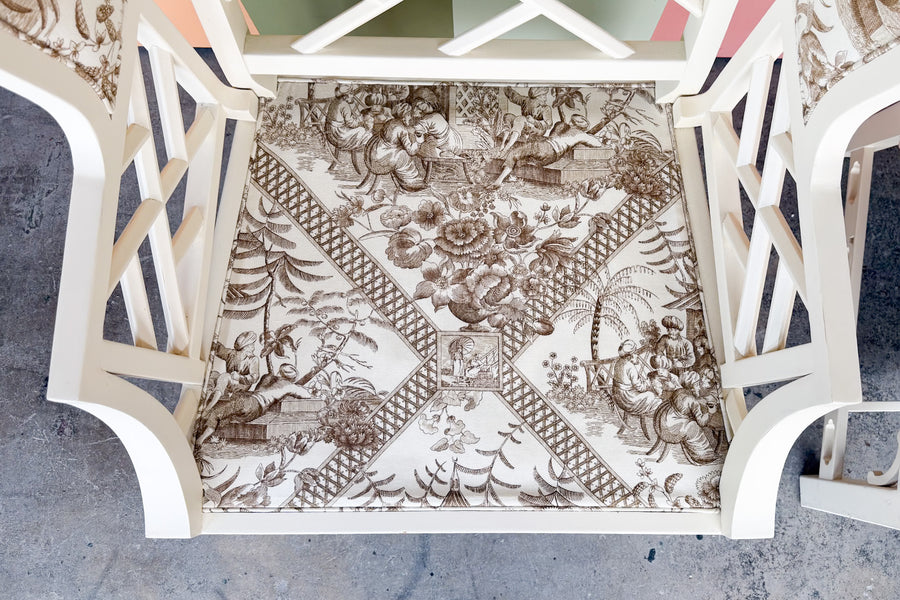 Pair of Fretwork Wingback Chairs